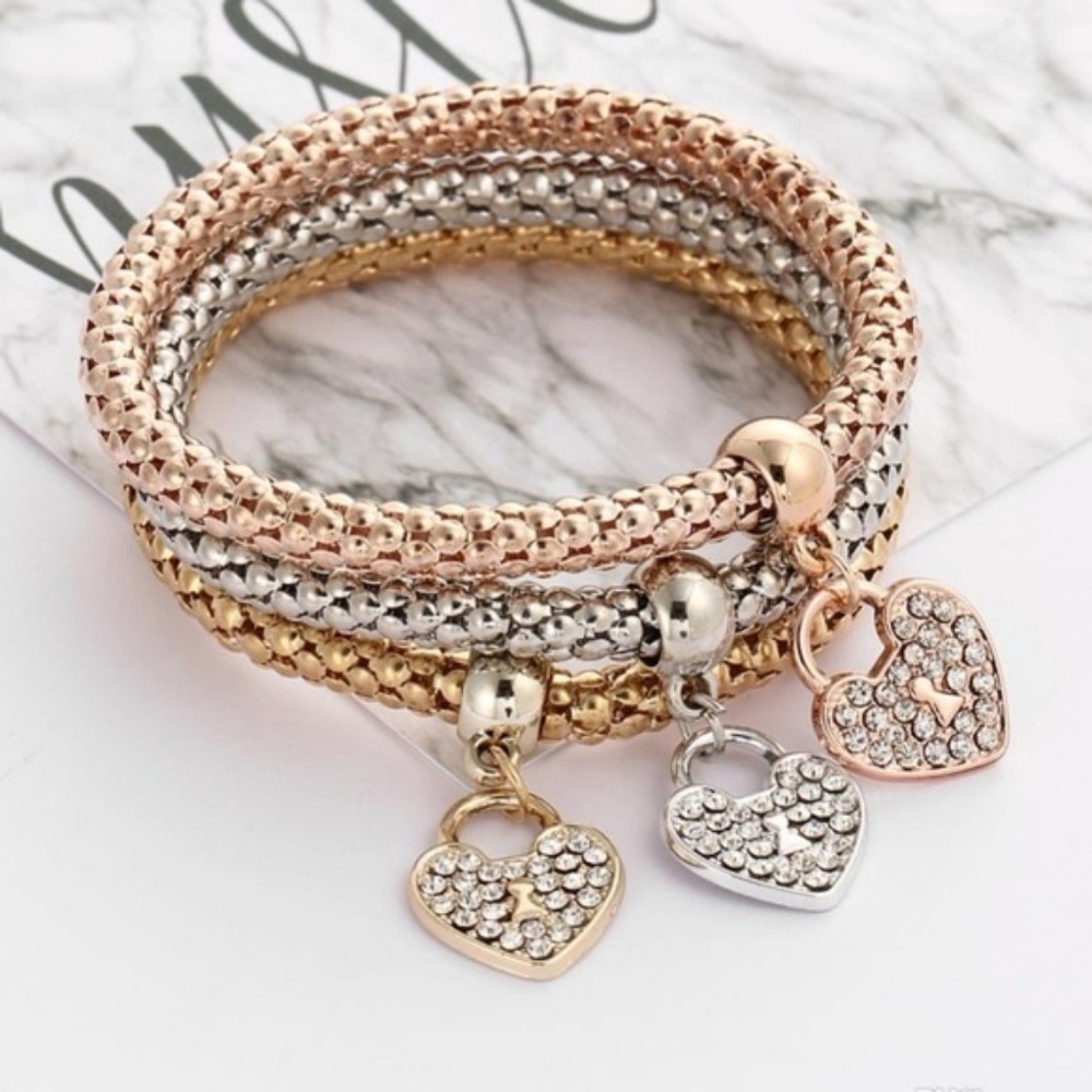 3 Heart Charm Bracelets - Picture 3 of 6